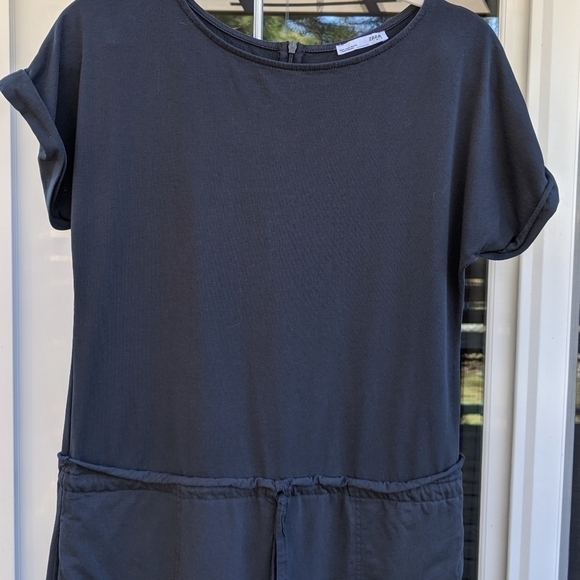Zara Women's Gray Jumpsuit Short Sleeve Size Small Adjustable Waist Tie - Picture 1 of 7